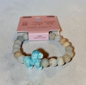 Simply Southern Neutral Lion Tracker Bracelet w/Blue Lion, NWT
